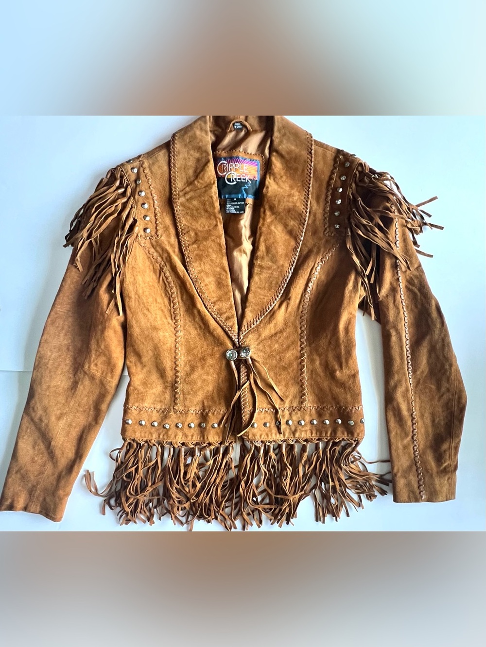 Cripple Creek Sz S Women's Brown  Western Cowboy  Leather/Suede Fringe Jacket